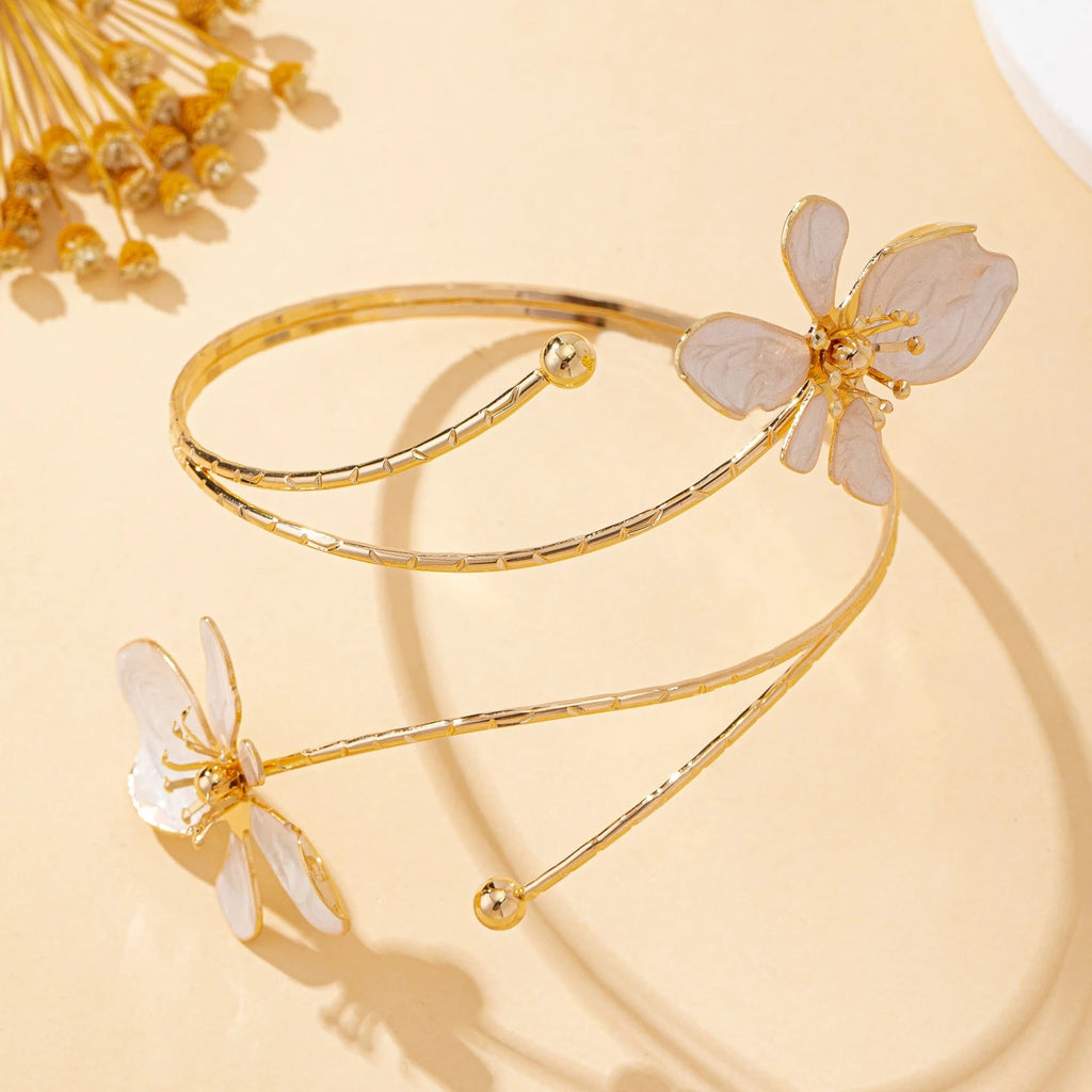The Fleur White Enamel Arm Cuff