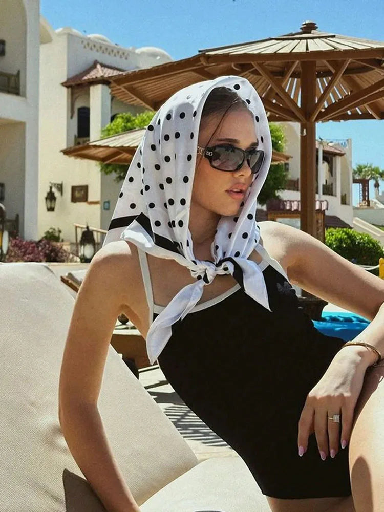 The Celeste Polka Dot Square Scarf