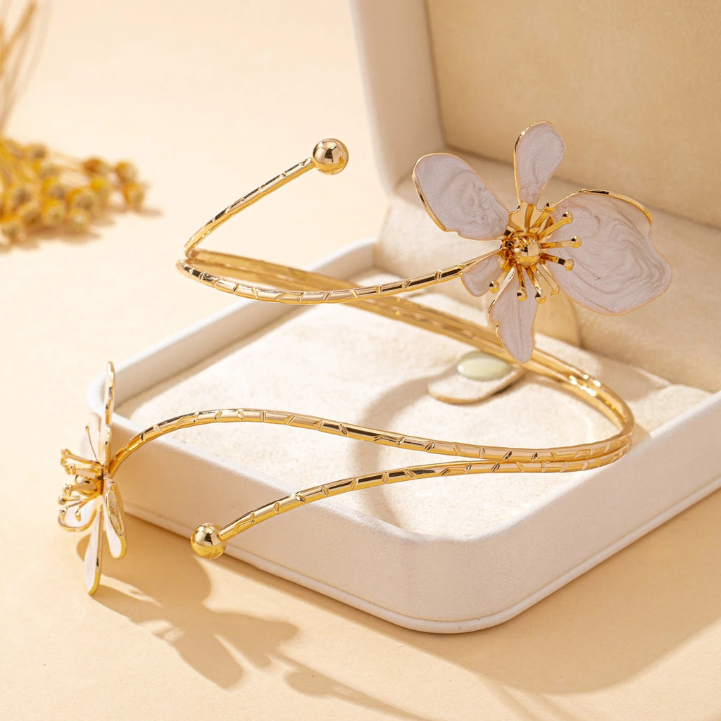 The Fleur White Enamel Arm Cuff