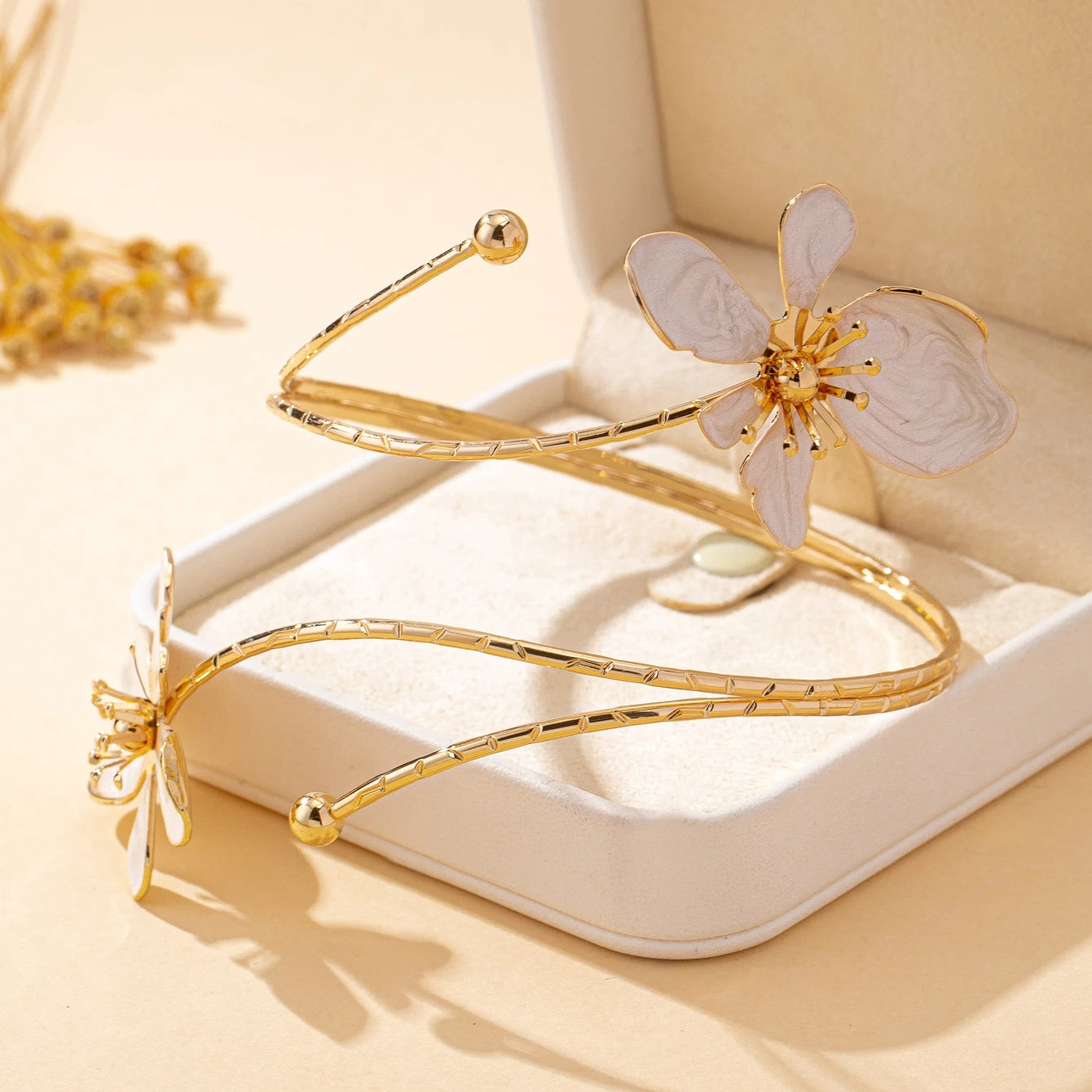 The Fleur White Enamel Arm Cuff
