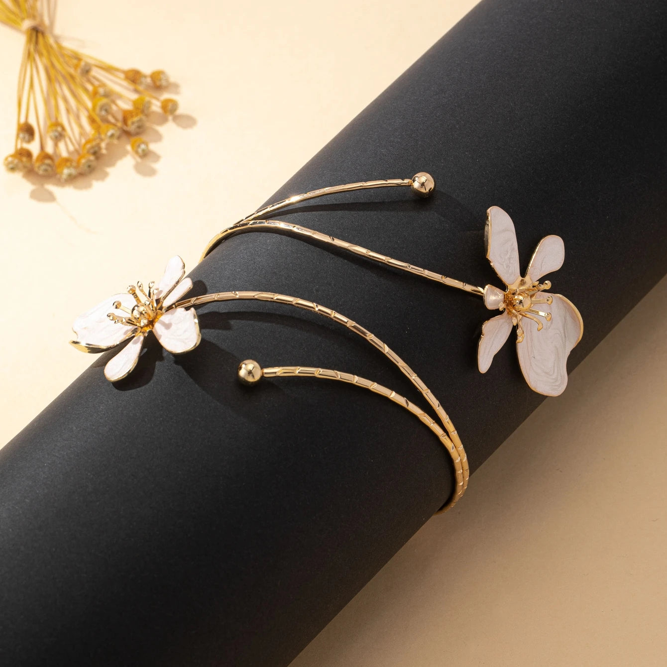 The Fleur White Enamel Arm Cuff