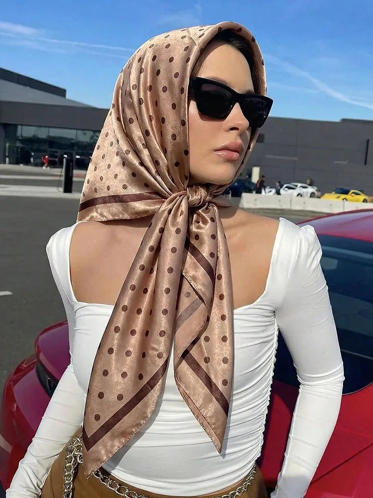 The Celeste Polka Dot Square Scarf
