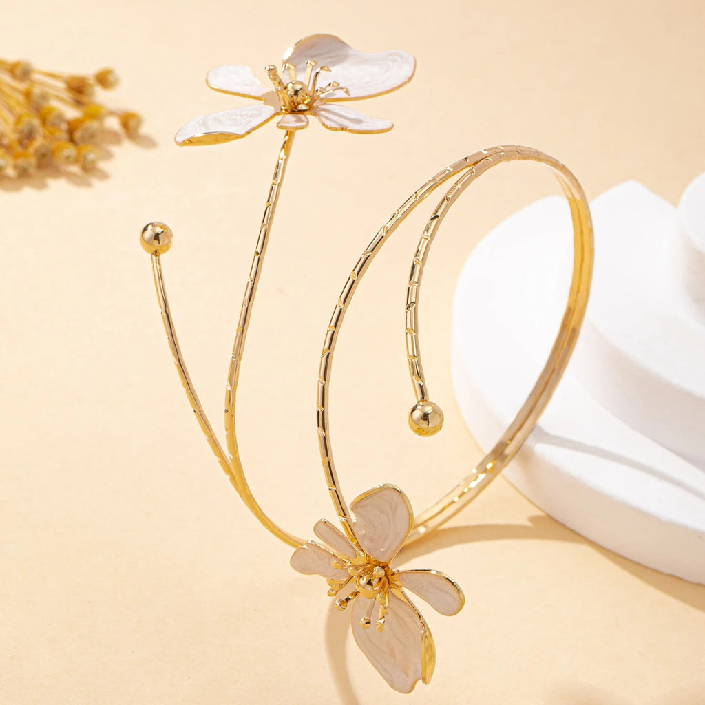 The Fleur White Enamel Arm Cuff