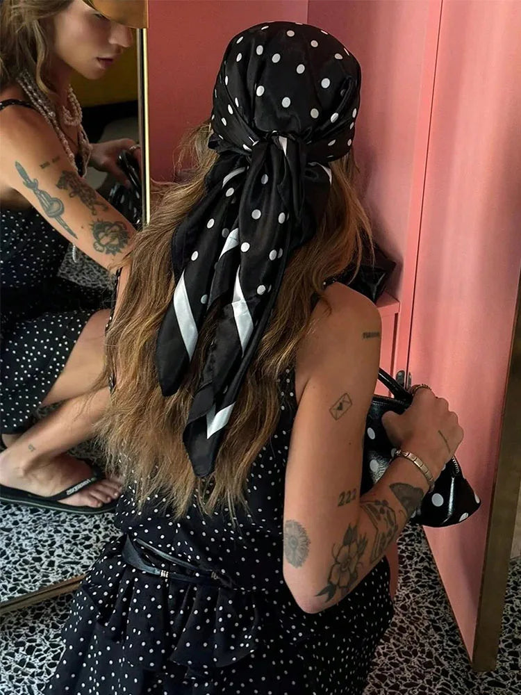 The Celeste Polka Dot Square Scarf
