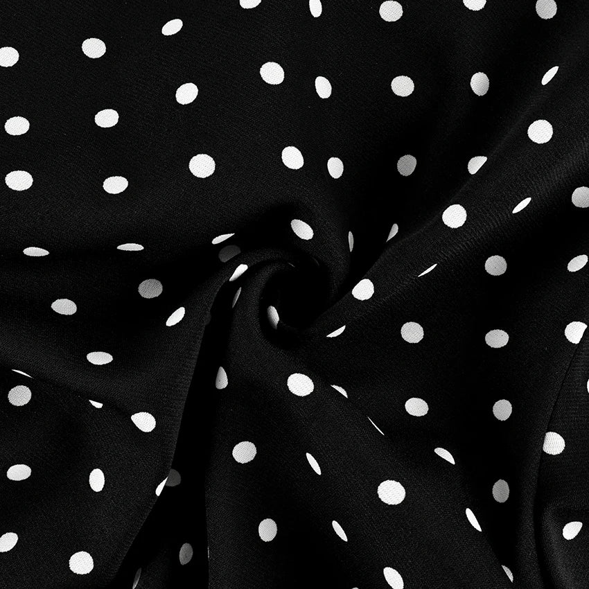 "Camille" Polka Dot Puff-Sleeve Blouse & Lace Mini Skirt Set